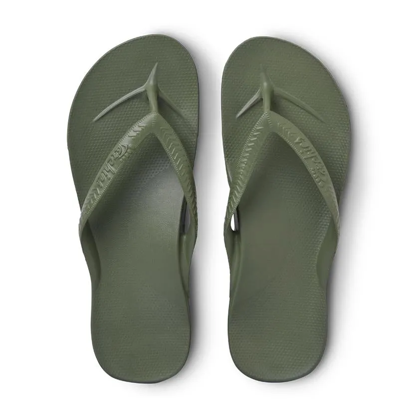 Arch support flip flops in khaki (army green)