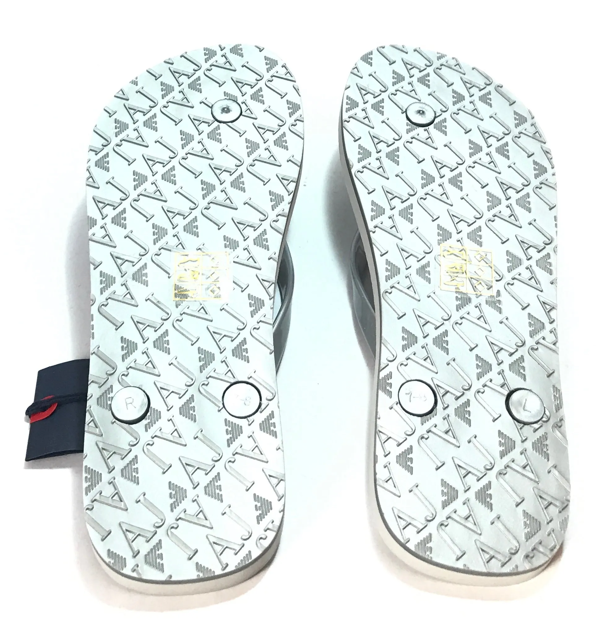 Armani Jeans Silver Rubber Flip Flops | Brand New |