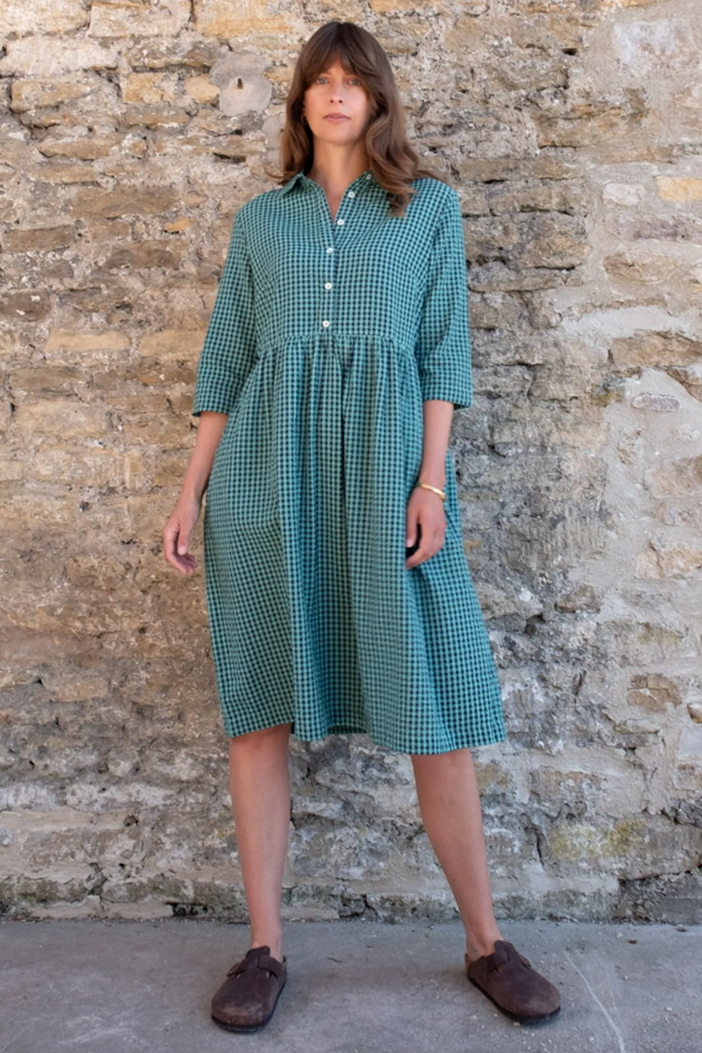 Bibico Bea Shirt Dress Duck Egg Blue Gingham