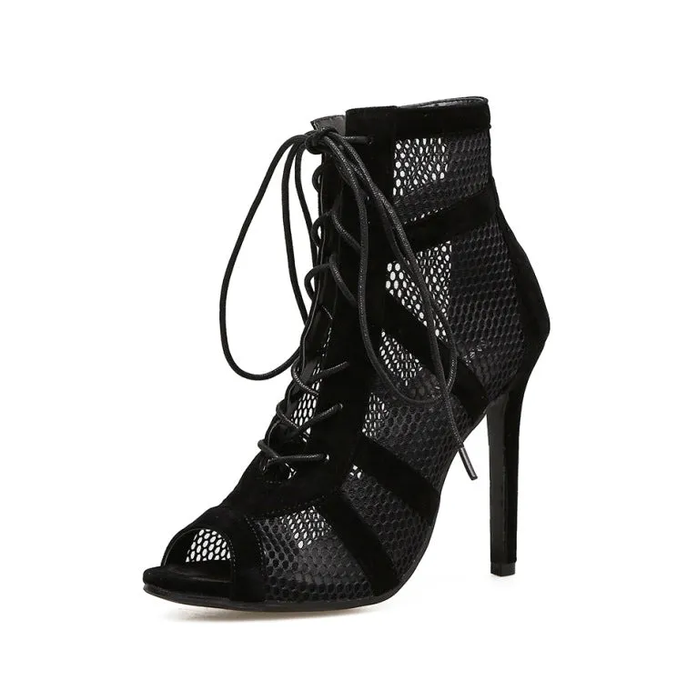 Black Cross Strap Sexy High Heel Cool Boots