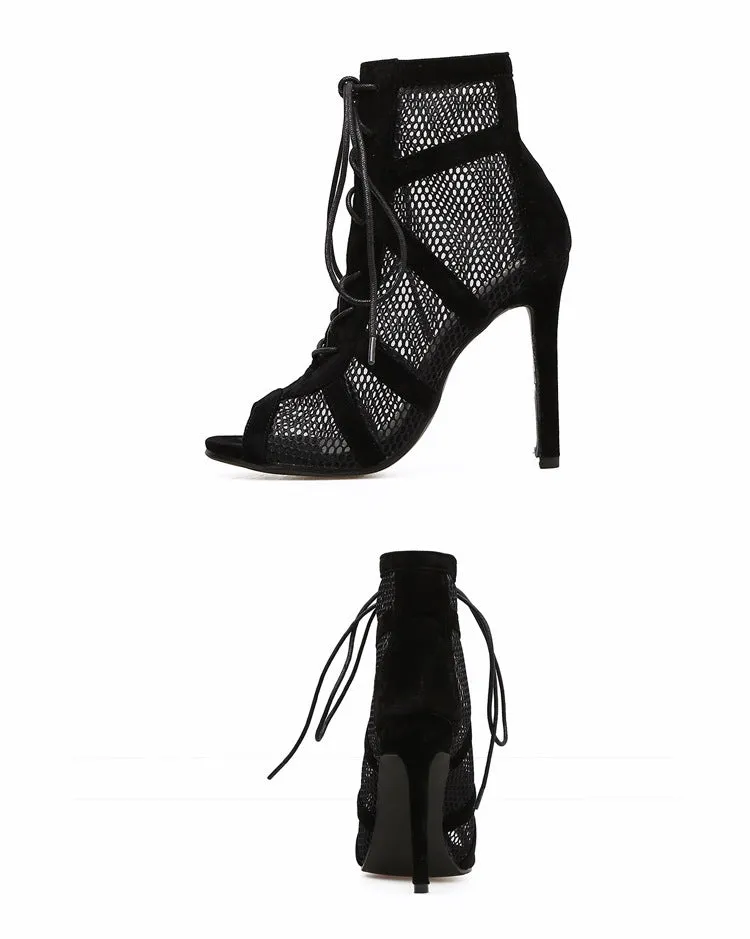 Black Cross Strap Sexy High Heel Cool Boots