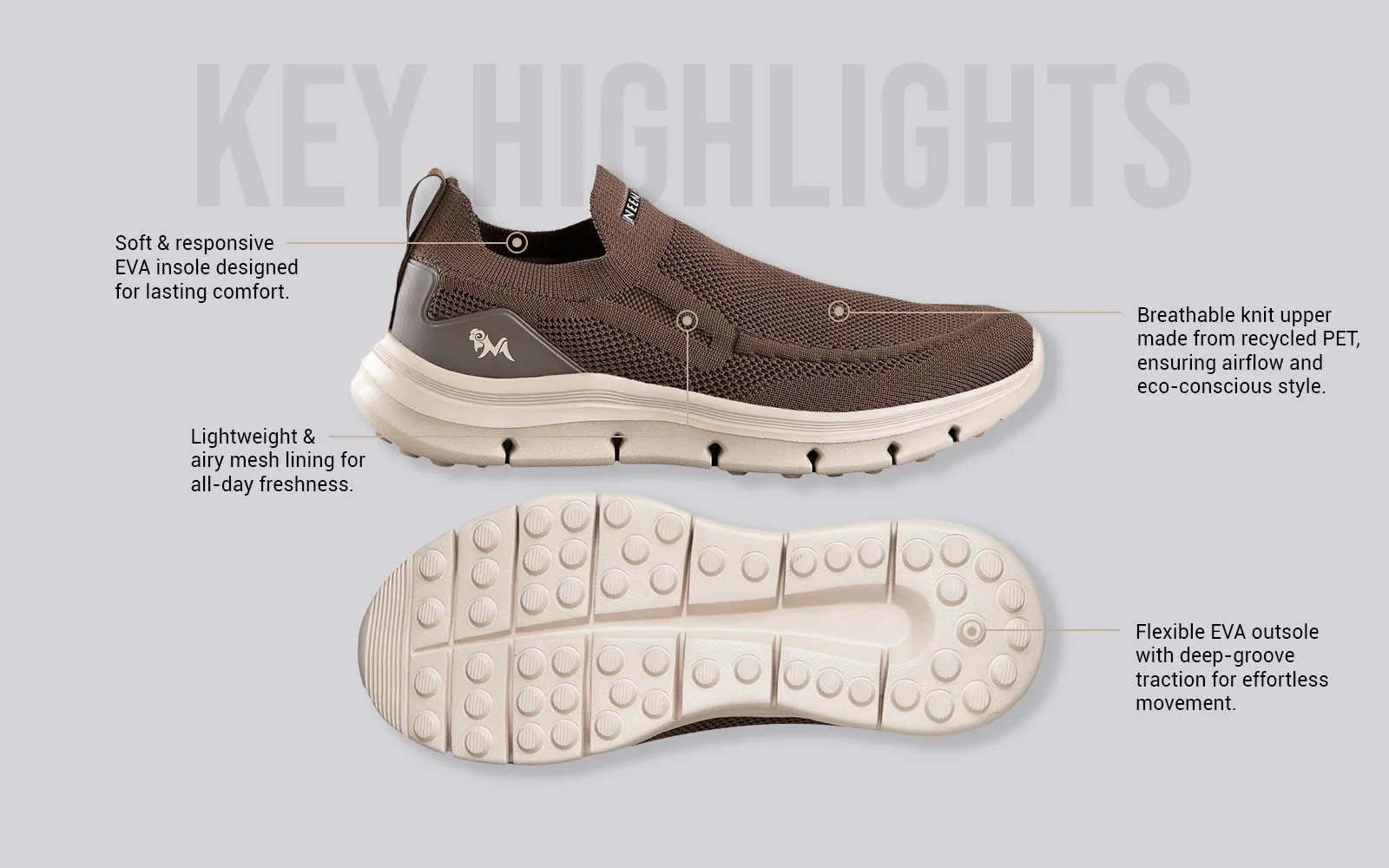 Breathe Ease Slip Ons : Brown