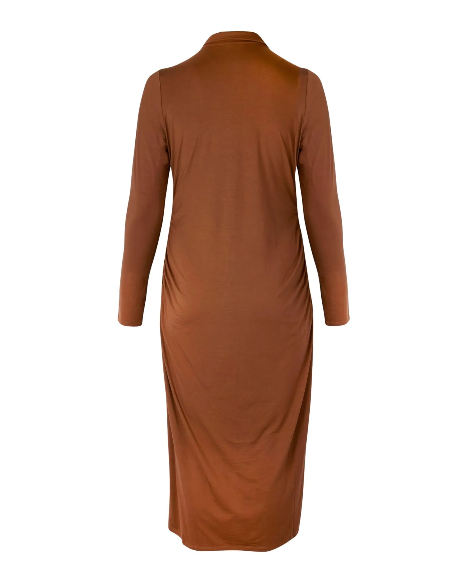 Button Front Collared Midi Dress | BROWN