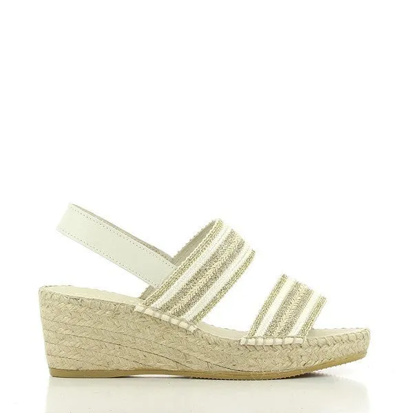 Calzanor 2051 White & Gold Slingback Espadrilles
