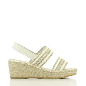 Calzanor 2051 White & Gold Slingback Espadrilles