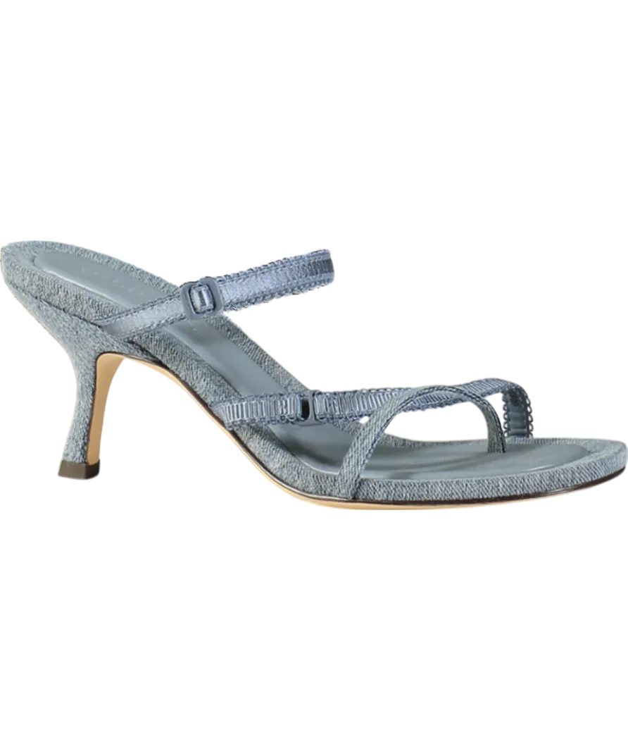 Charles & Keith Blue Denim Lace Strap Thong Sandals UK 4 EU 37 👠
