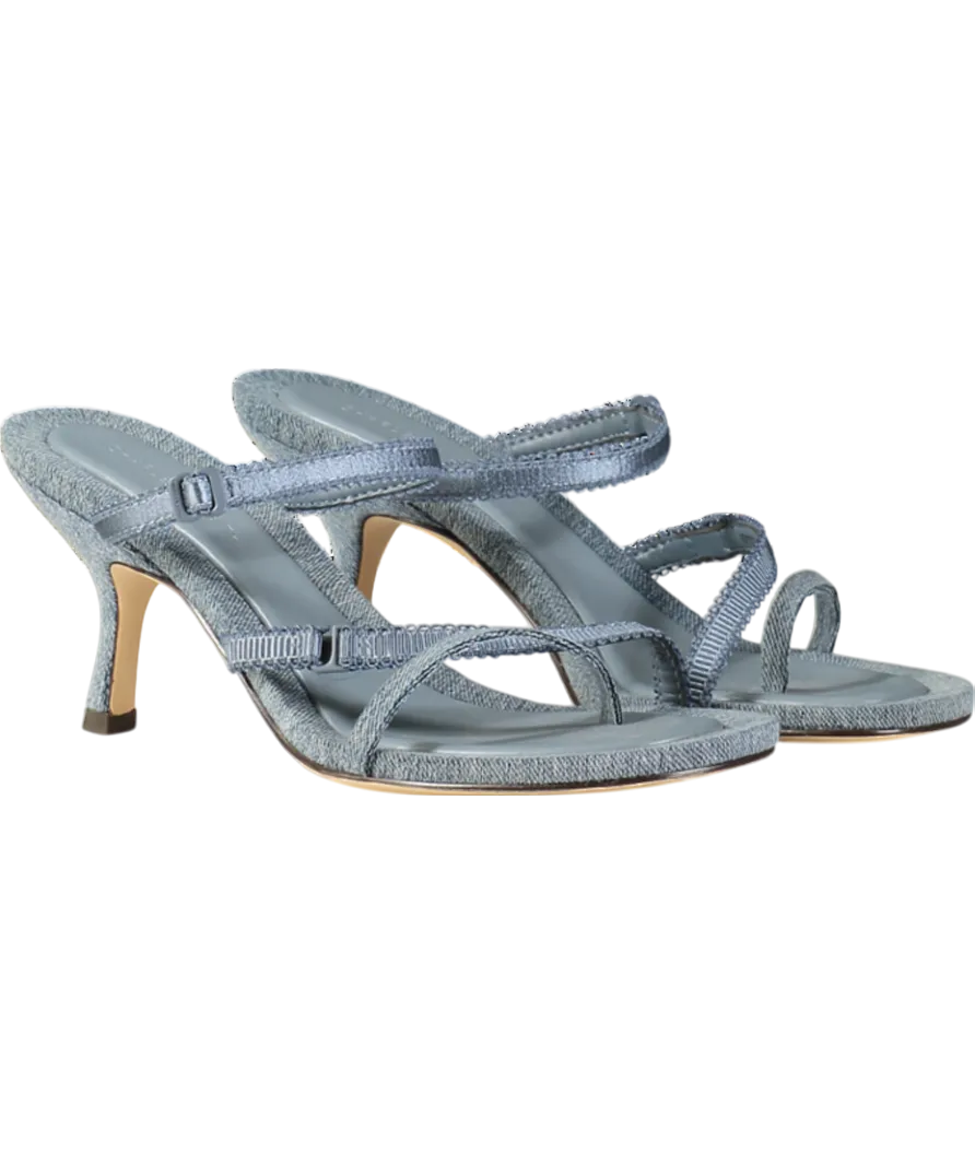 Charles & Keith Blue Denim Lace Strap Thong Sandals UK 4 EU 37 👠