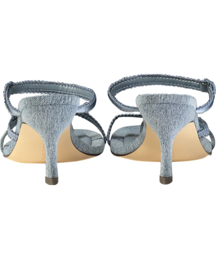 Charles & Keith Blue Denim Lace Strap Thong Sandals UK 4 EU 37 👠