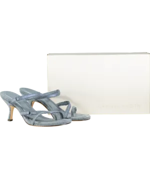 Charles & Keith Blue Denim Lace Strap Thong Sandals UK 4 EU 37 👠