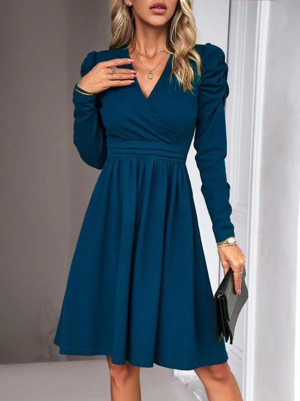 Chic V-neck Long Sleeve Dress for Women: A Timeless Wardrobe Essential