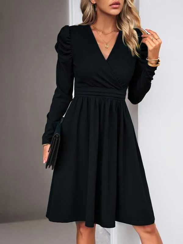 Chic V-neck Long Sleeve Dress for Women: A Timeless Wardrobe Essential