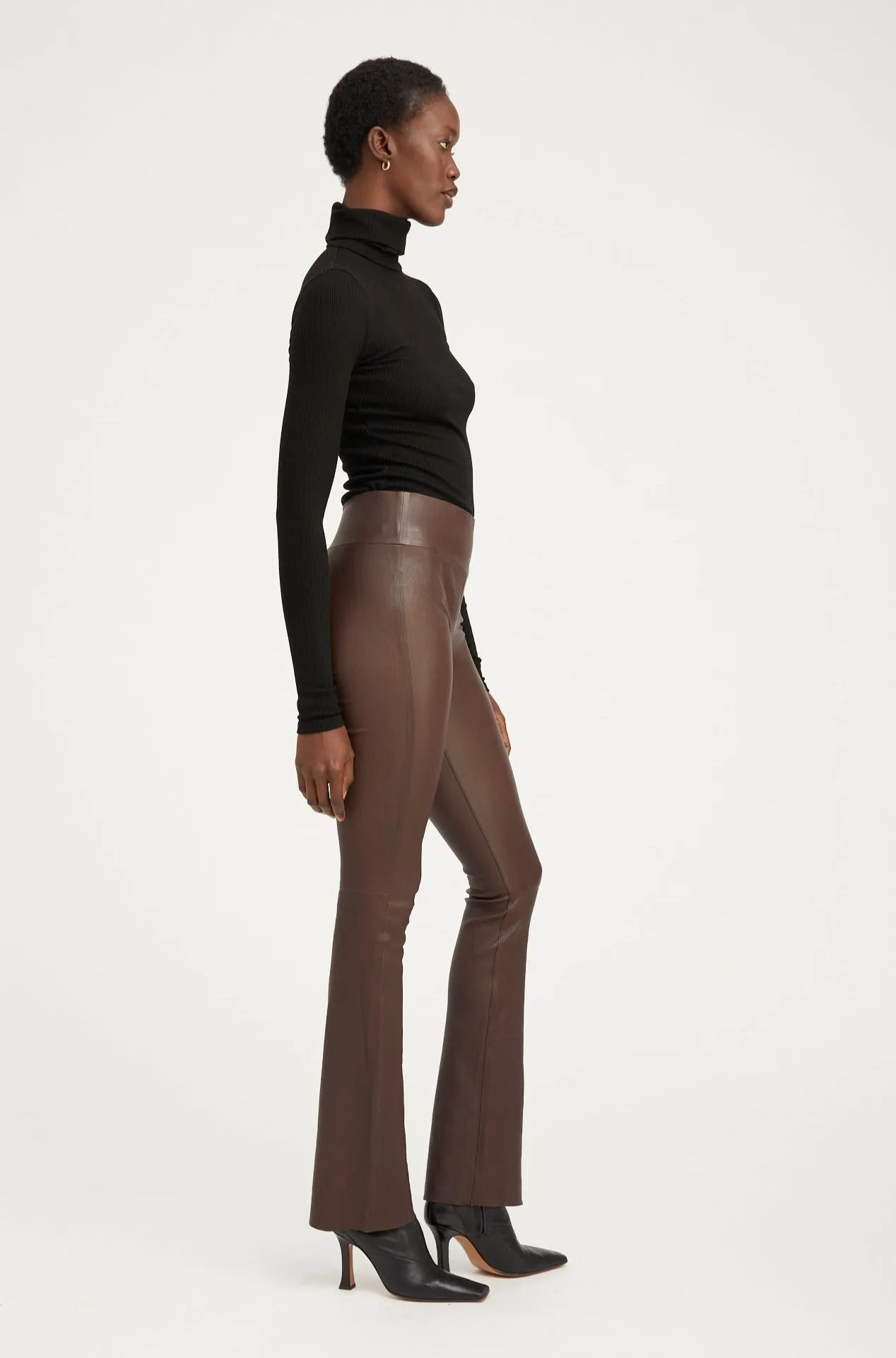 Dark Chocolate Leather Micro Flare