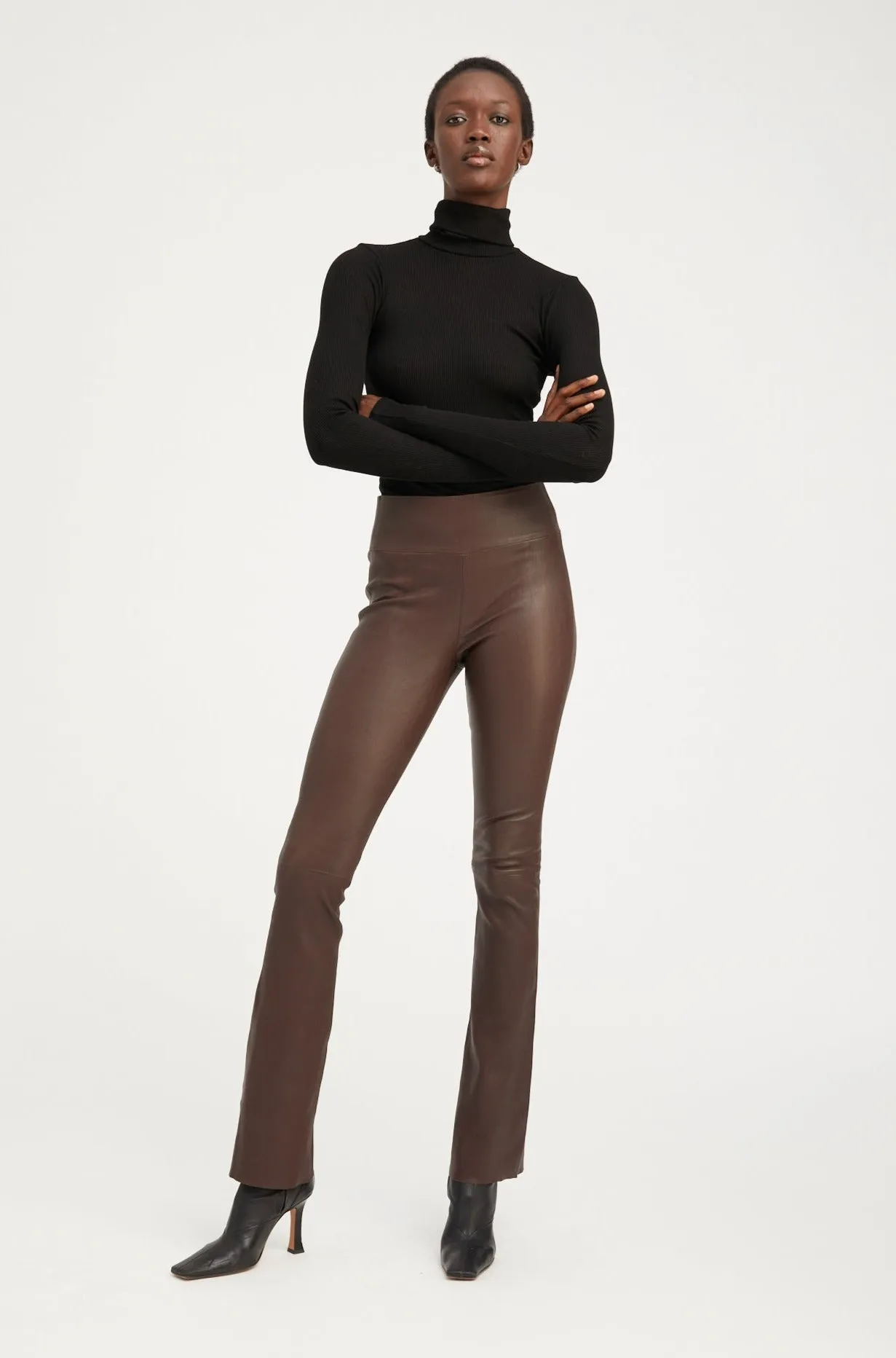 Dark Chocolate Leather Micro Flare