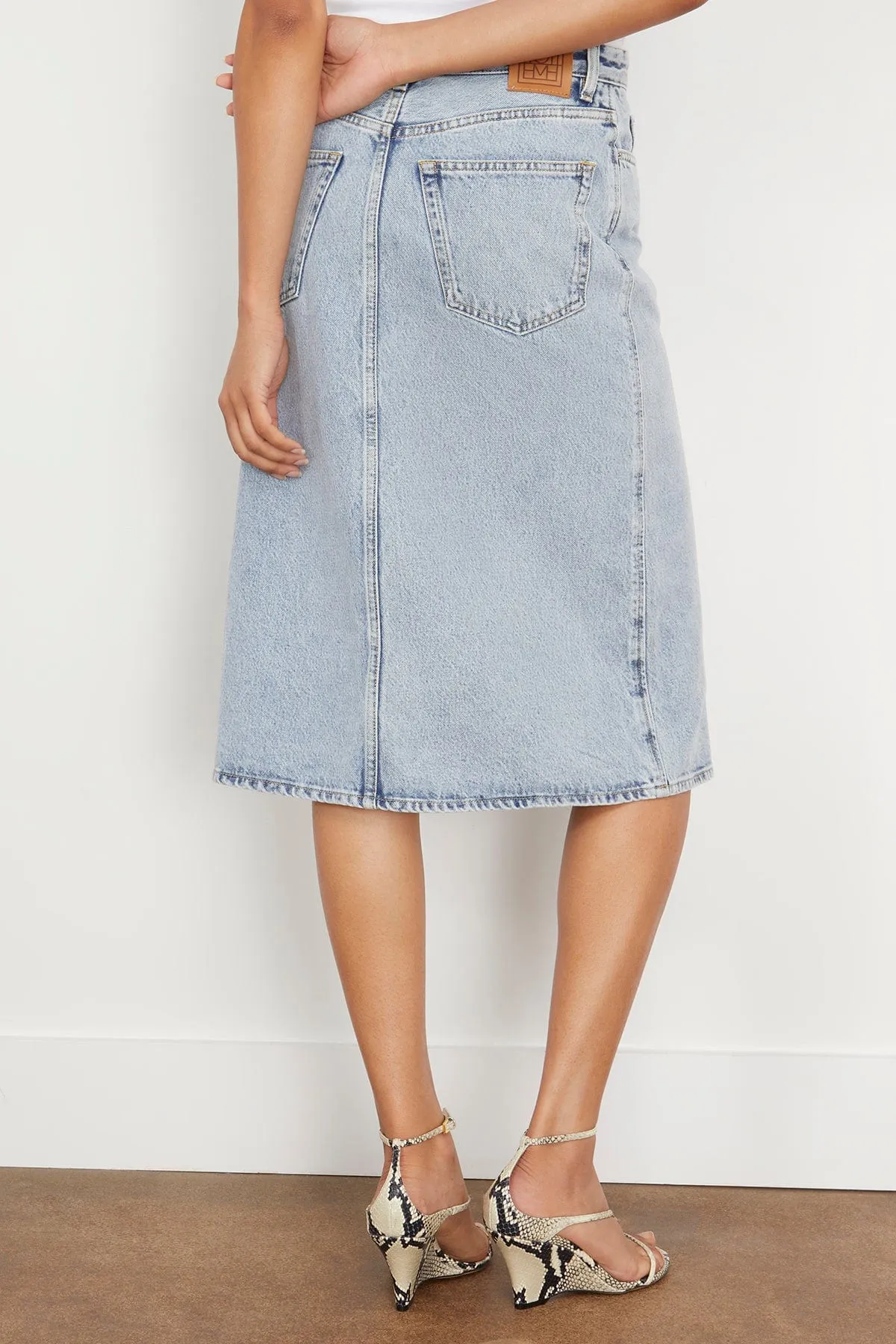 Denim Midi Skirt in Cool Blue