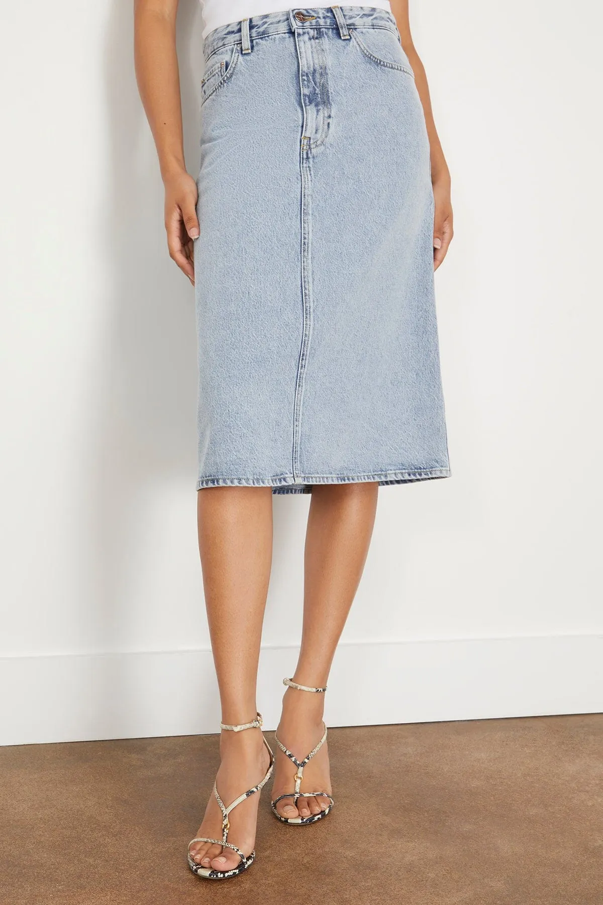 Denim Midi Skirt in Cool Blue