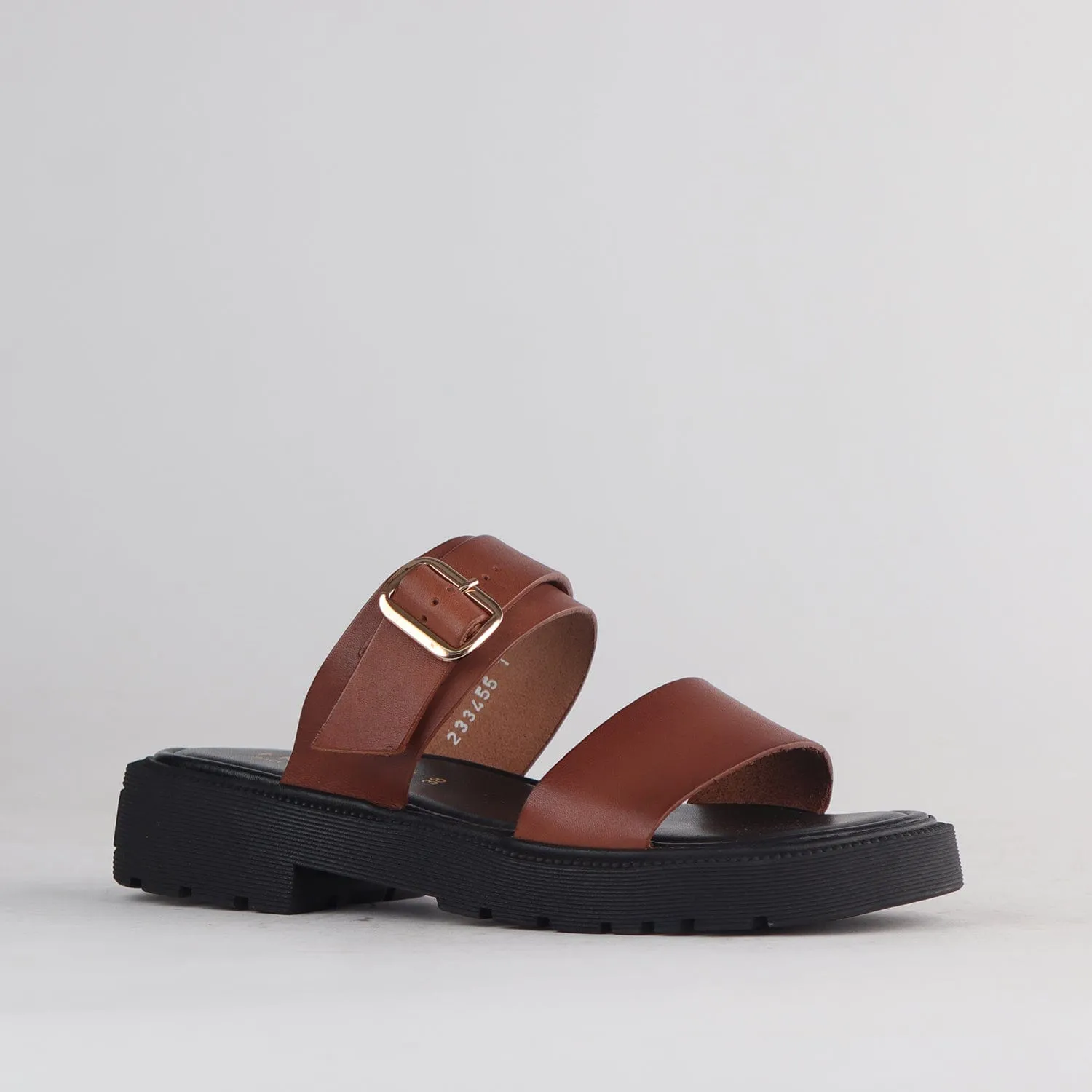 Double Band Buckle Strap in Chestnut - 12695