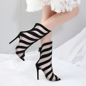 Fashion Hollow Out Silk Screen Sexy Cool Boots