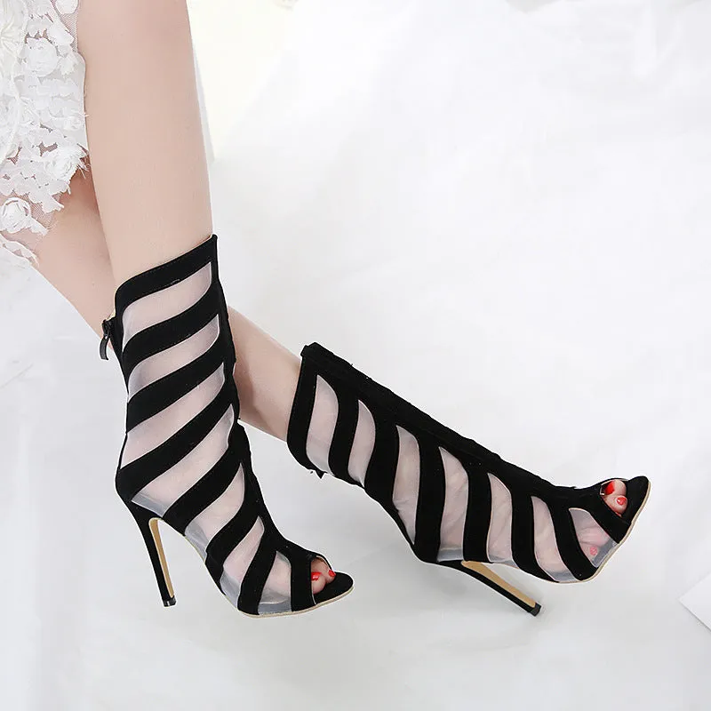 Fashion Hollow Out Silk Screen Sexy Cool Boots