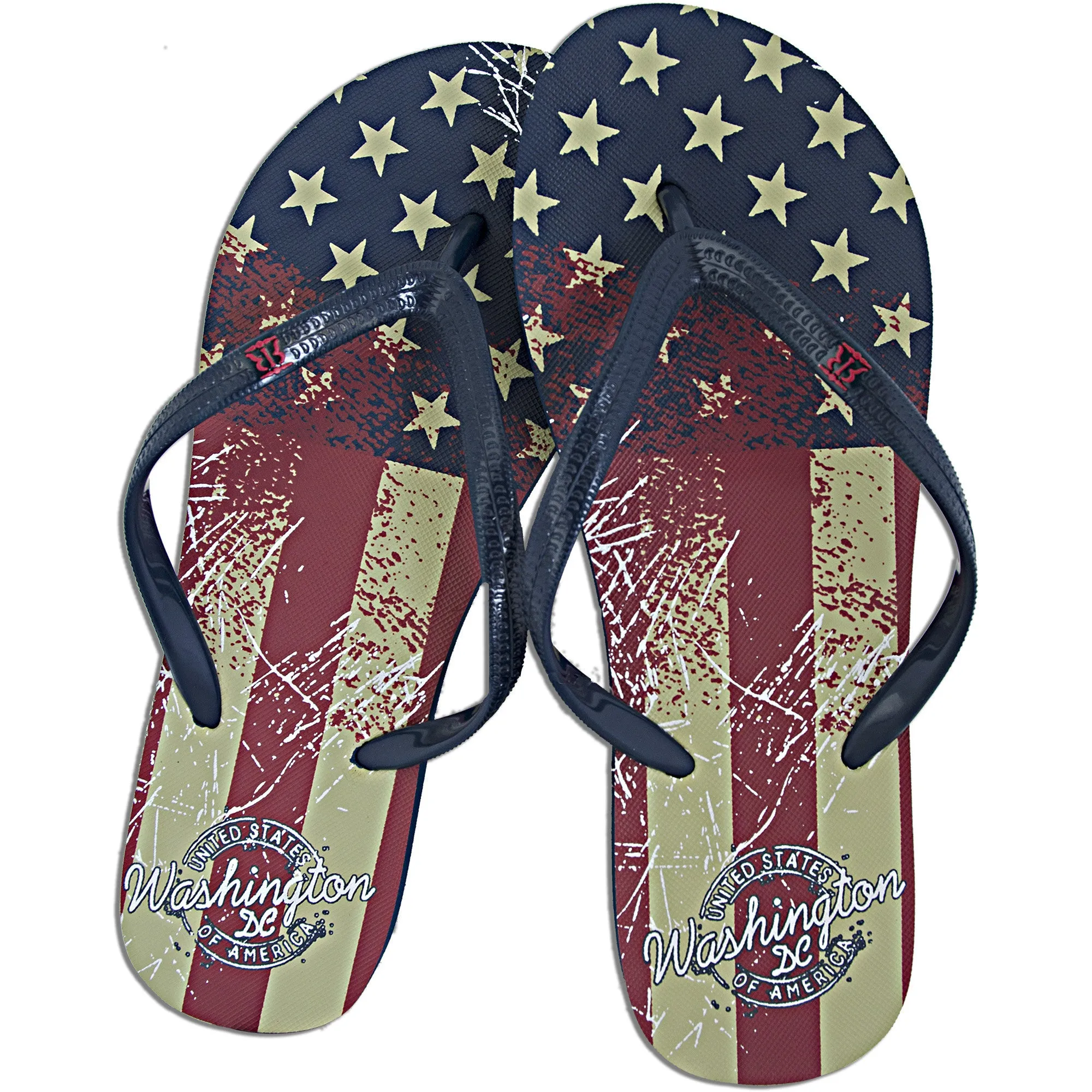 FFDC2U Robin Ruth Flip Flops - Washington DC USA Flag