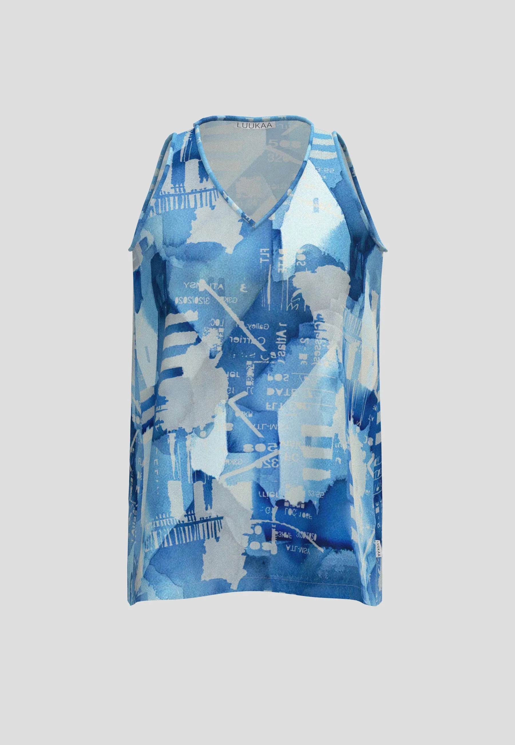 FIORA – Sleeveless Linen Blouse with Monochrome Print