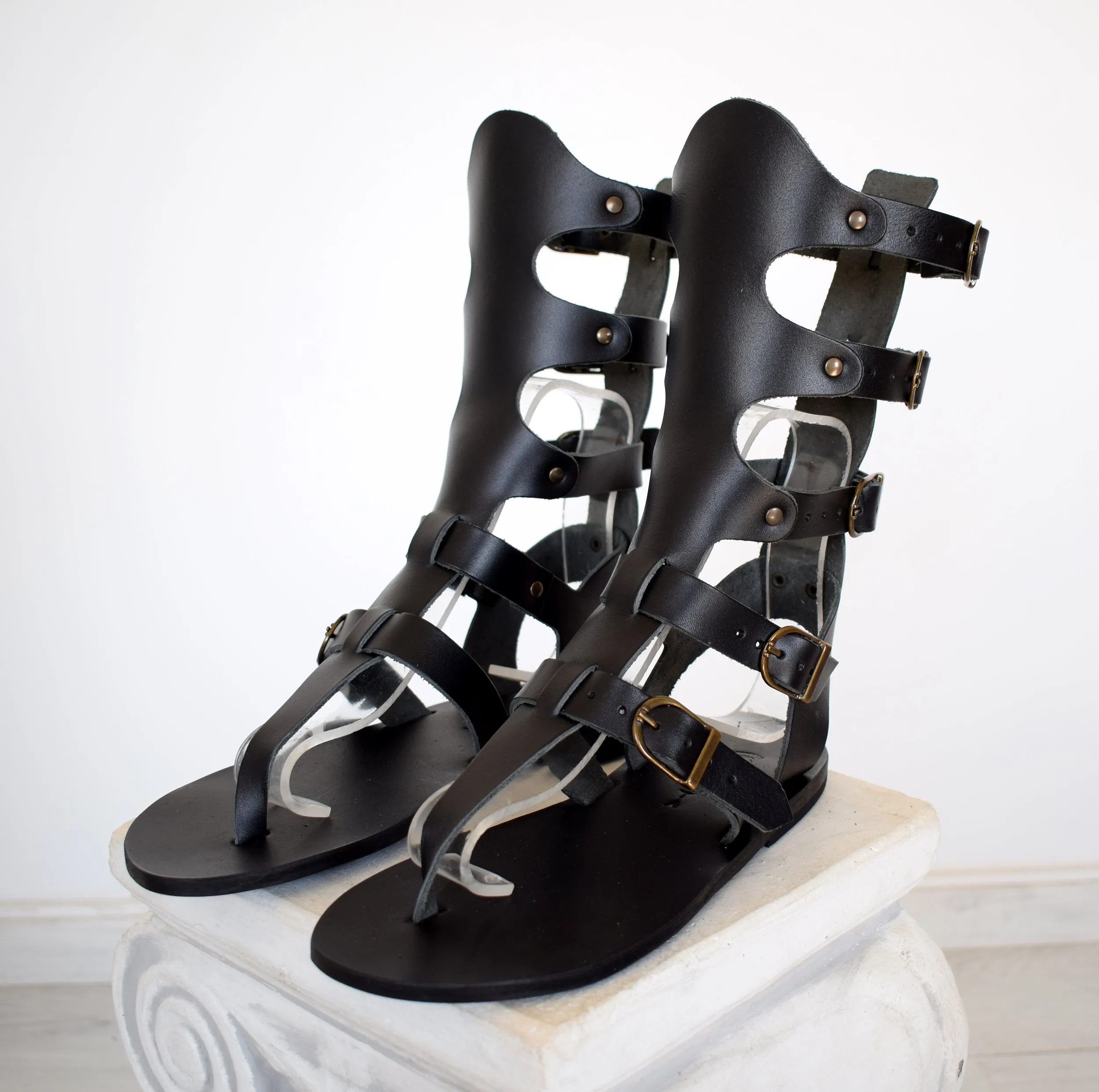 Gladiator Men Sandals, Handmade Leather Black Sandals, Genuine Leather sandals, Movie and Theater gladiator sandals, Sandals for Party