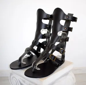 Gladiator Men Sandals, Handmade Leather Black Sandals, Genuine Leather sandals, Movie and Theater gladiator sandals, Sandals for Party