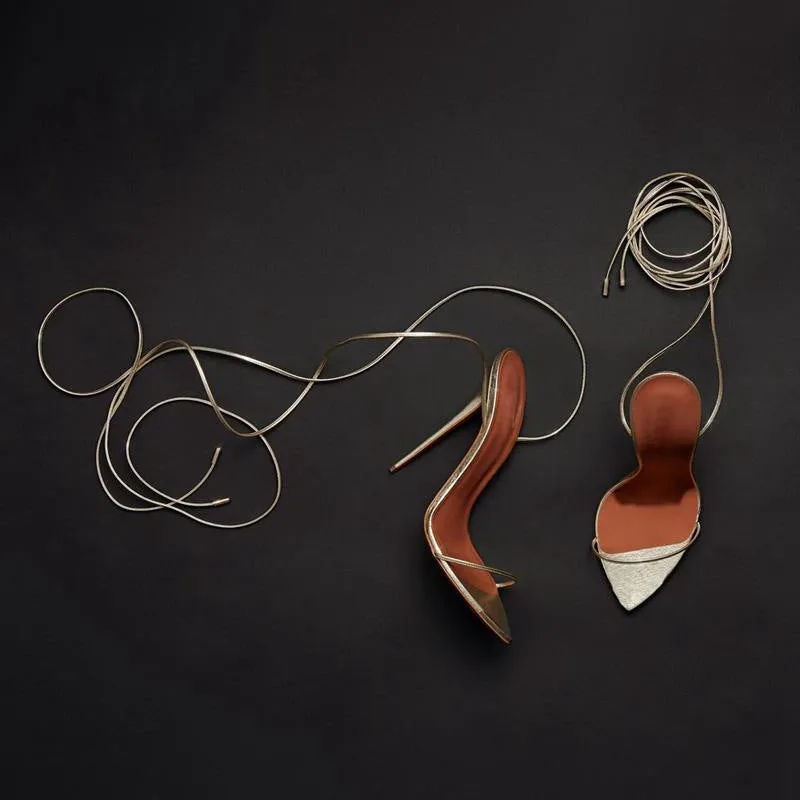 Golden Bandage Cool Boots Woman Heels Sandals