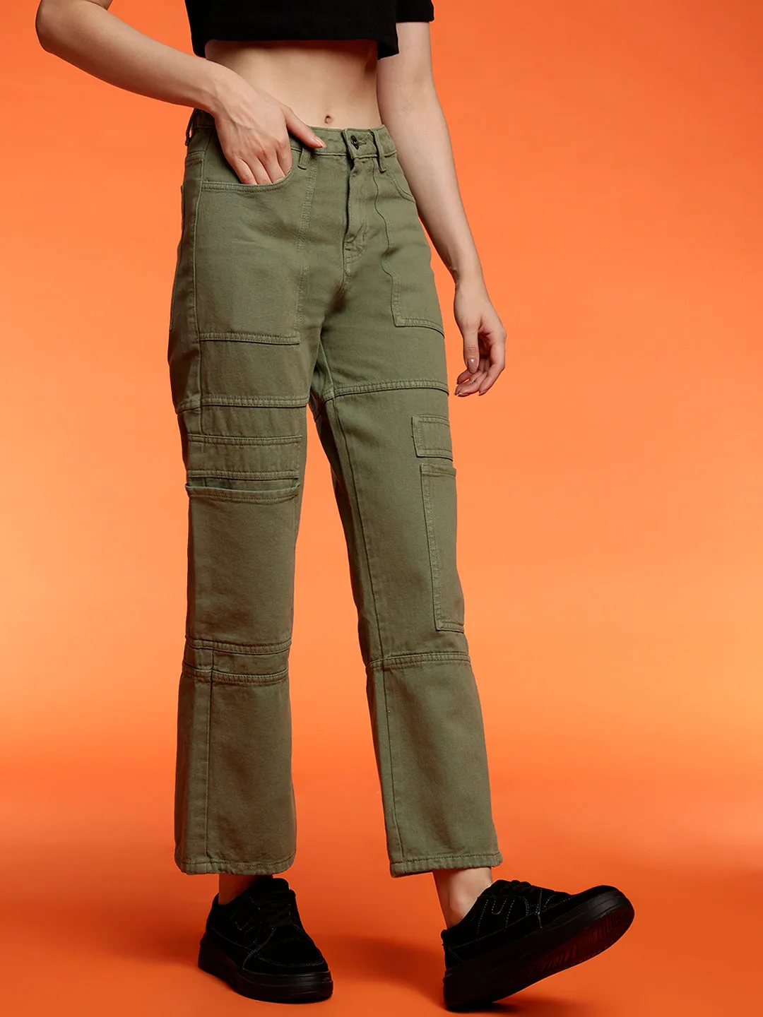 Green Baggy Cargo Fit Jeans