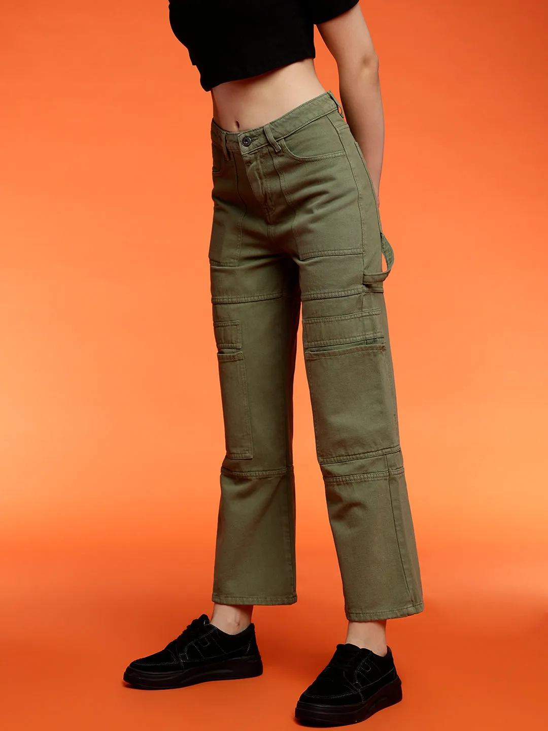 Green Baggy Cargo Fit Jeans