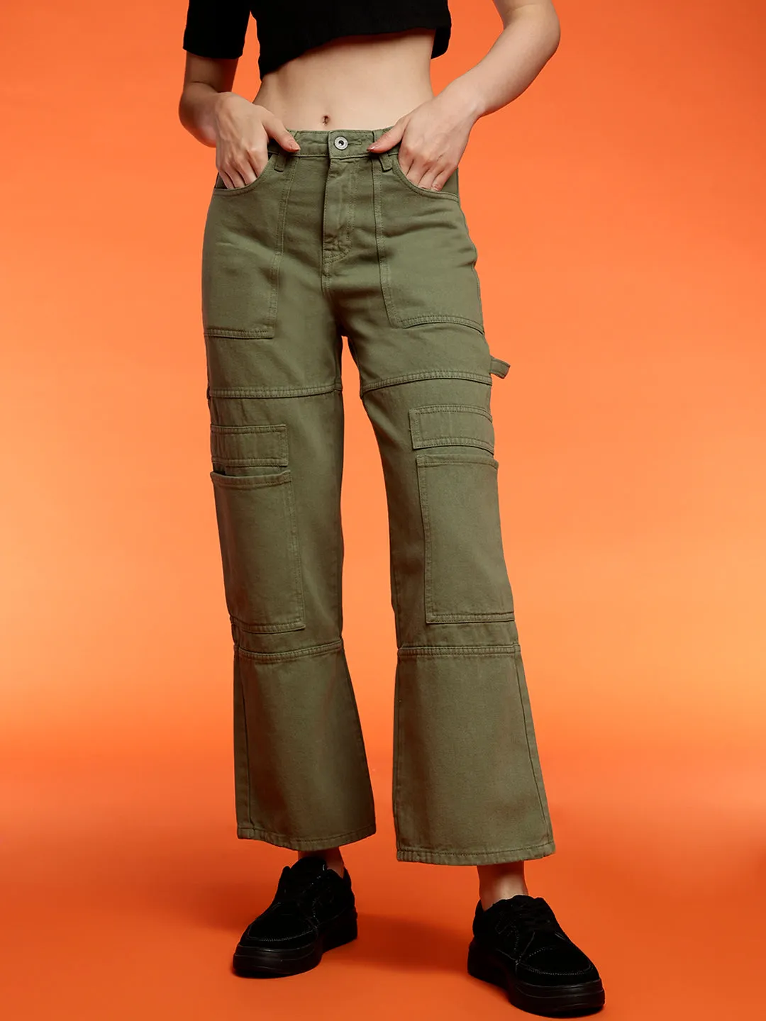 Green Baggy Cargo Fit Jeans