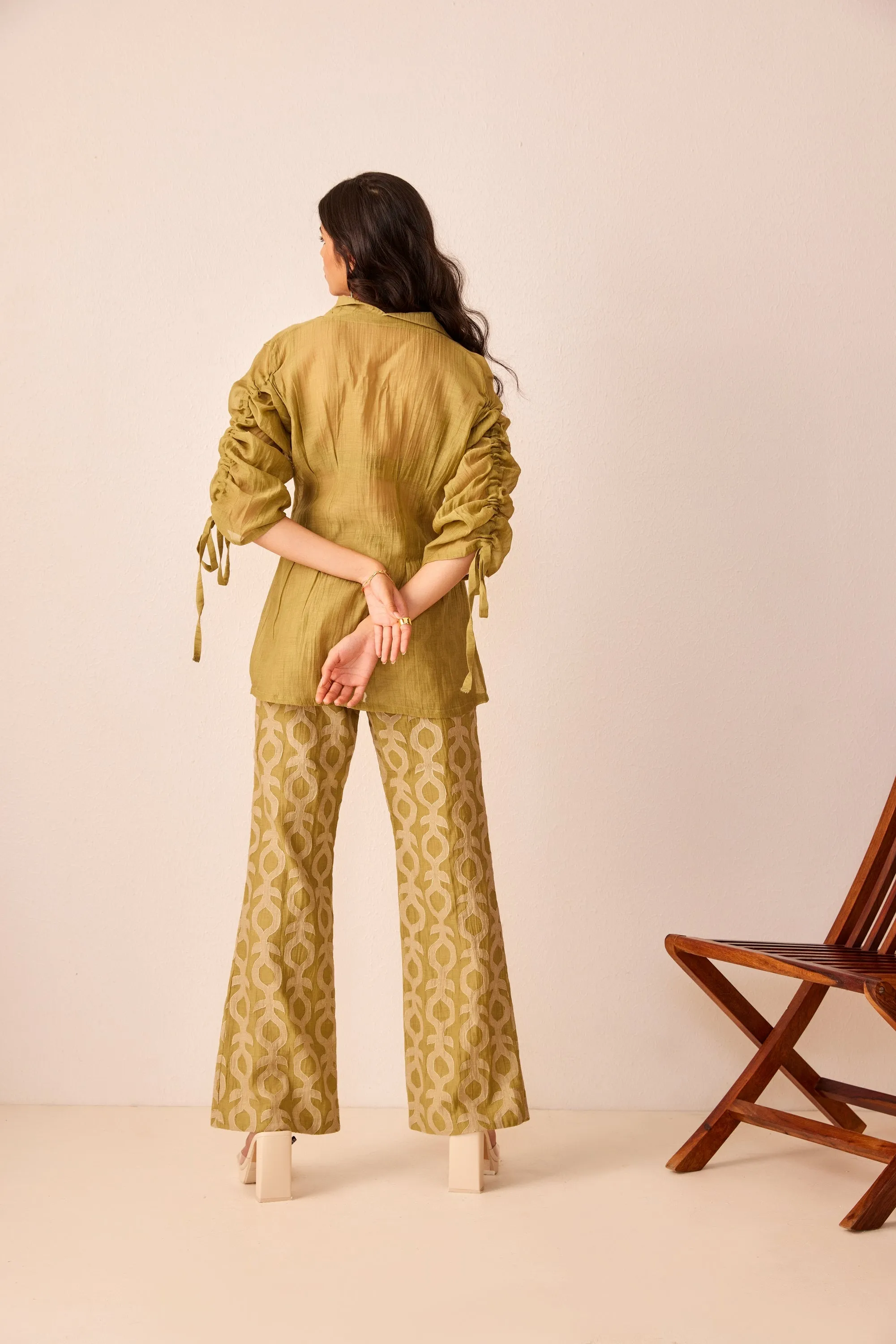 Green chanderi silk embroidered co-ord set