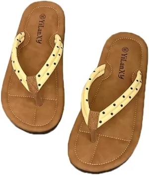 Halemet Flip Flops for Women Trendy Beach Sandals Travel Flip Flops Polka Dot Vacation Sandals Non Slip Flat Sandal Outdoor
