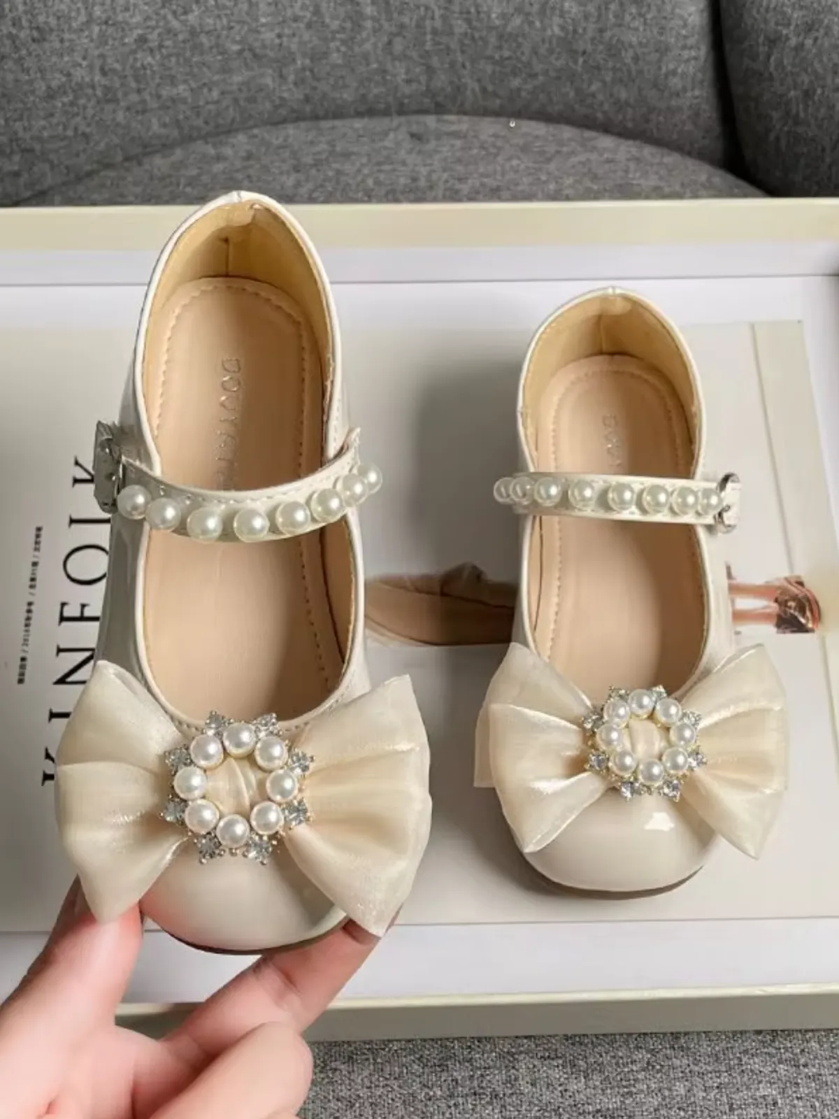 Holiday Princess Pearl-Embellished Mary Jane Shoes