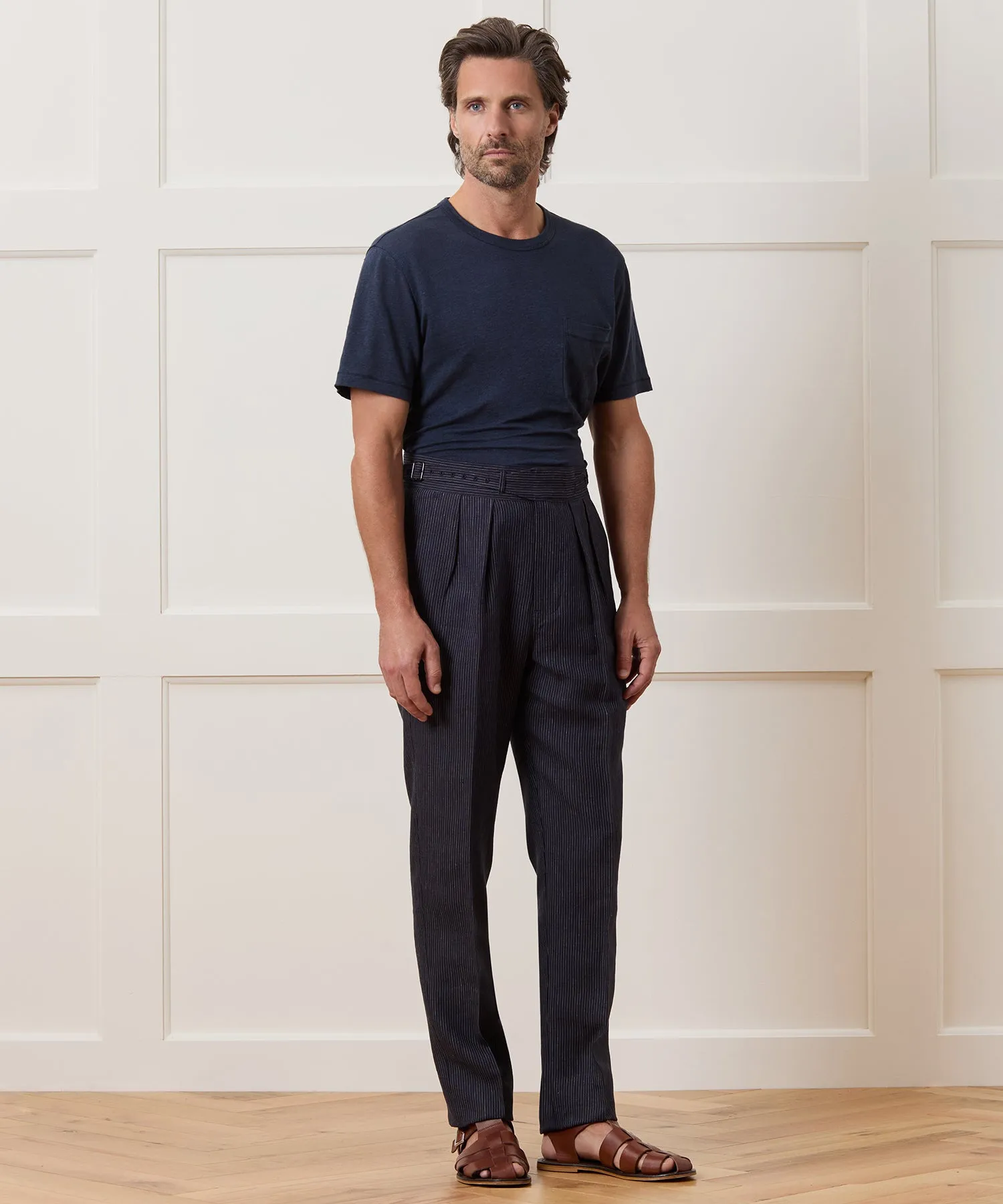 Irish Linen Striped Gurkha Trouser