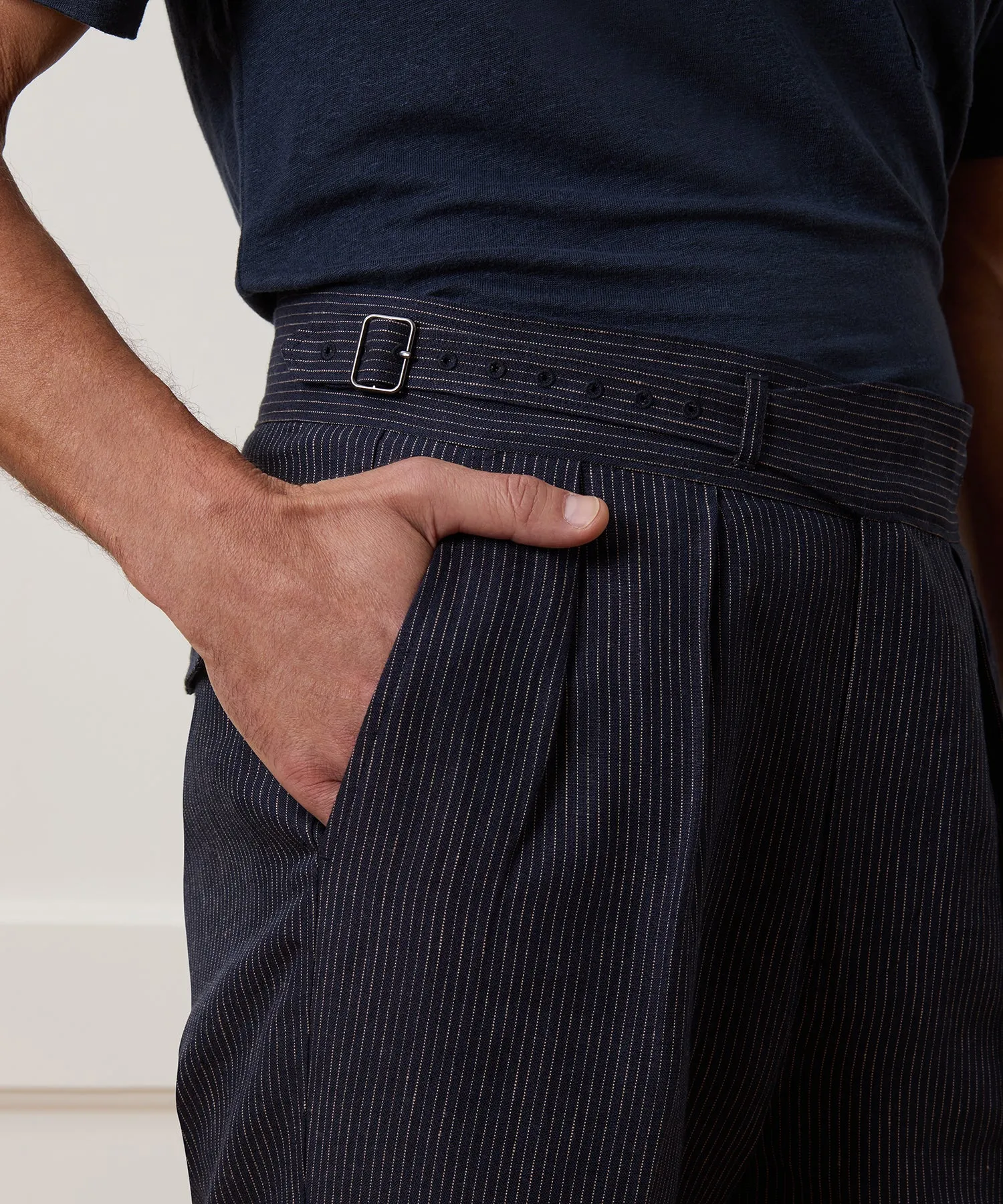 Irish Linen Striped Gurkha Trouser
