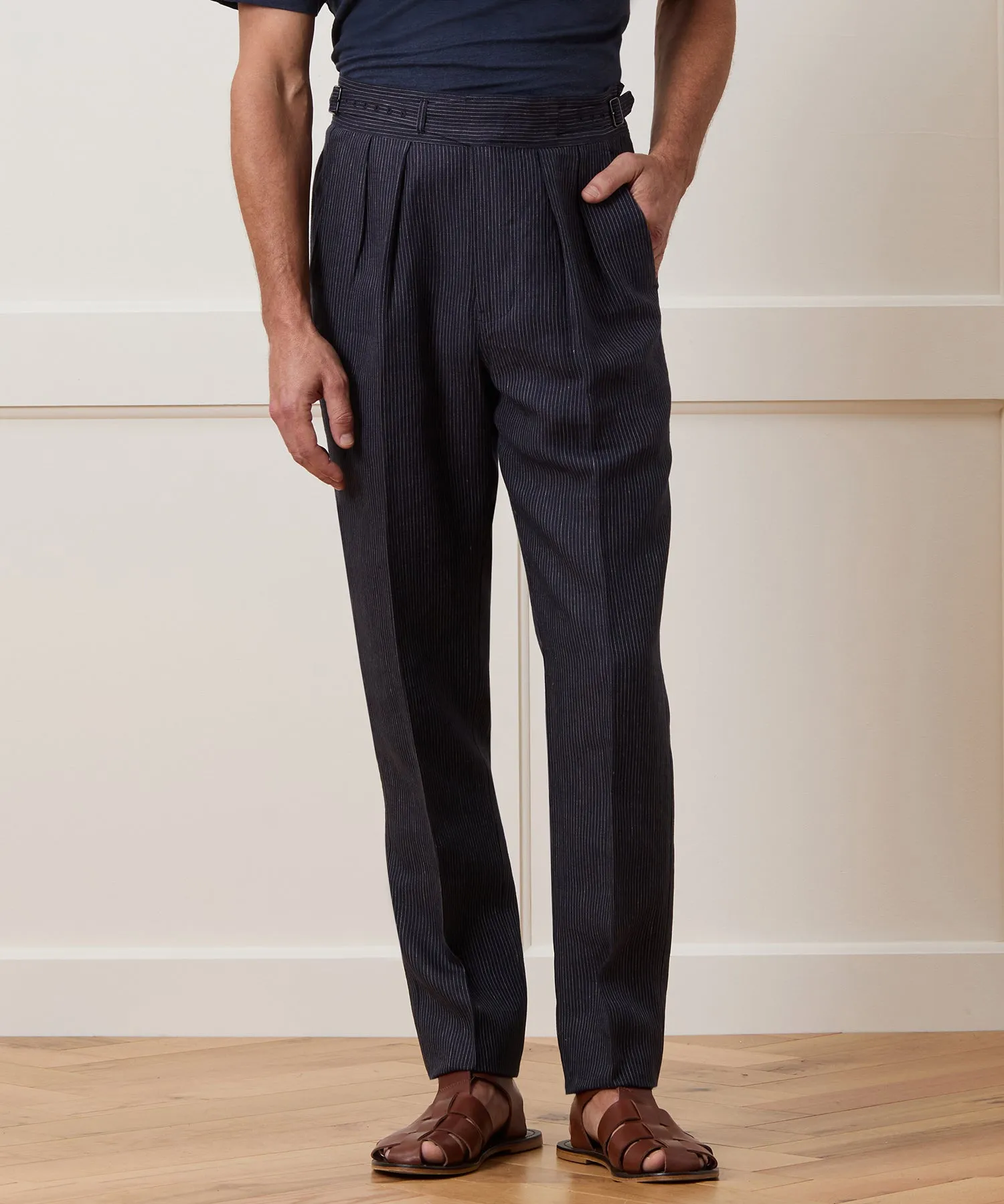 Irish Linen Striped Gurkha Trouser