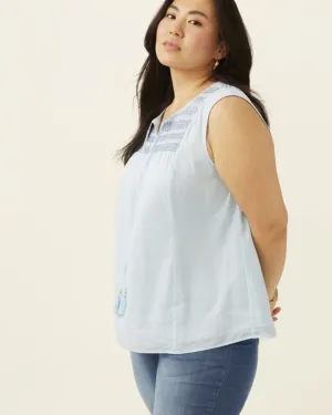 Jade Smocked Prep School Linen Tank | LIGHT BLUE