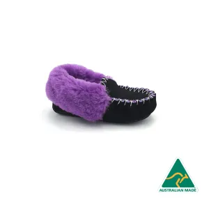 Kid's Black & Purple Moccasins