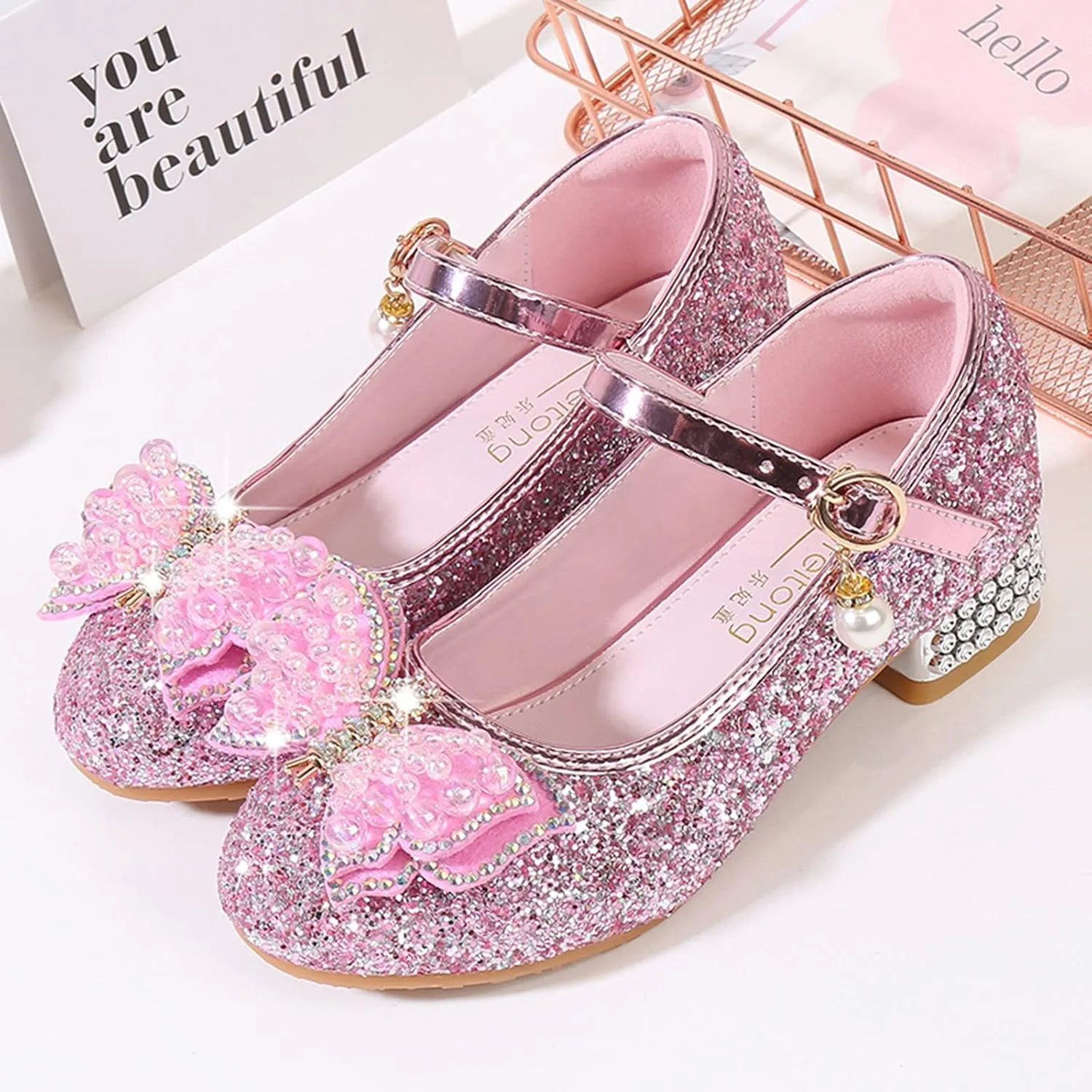 Kids Moccasins Slippers Toddler Little Kid Girls Dress Pumps Glitter Sequins Princess Toddler Shoes Size 7