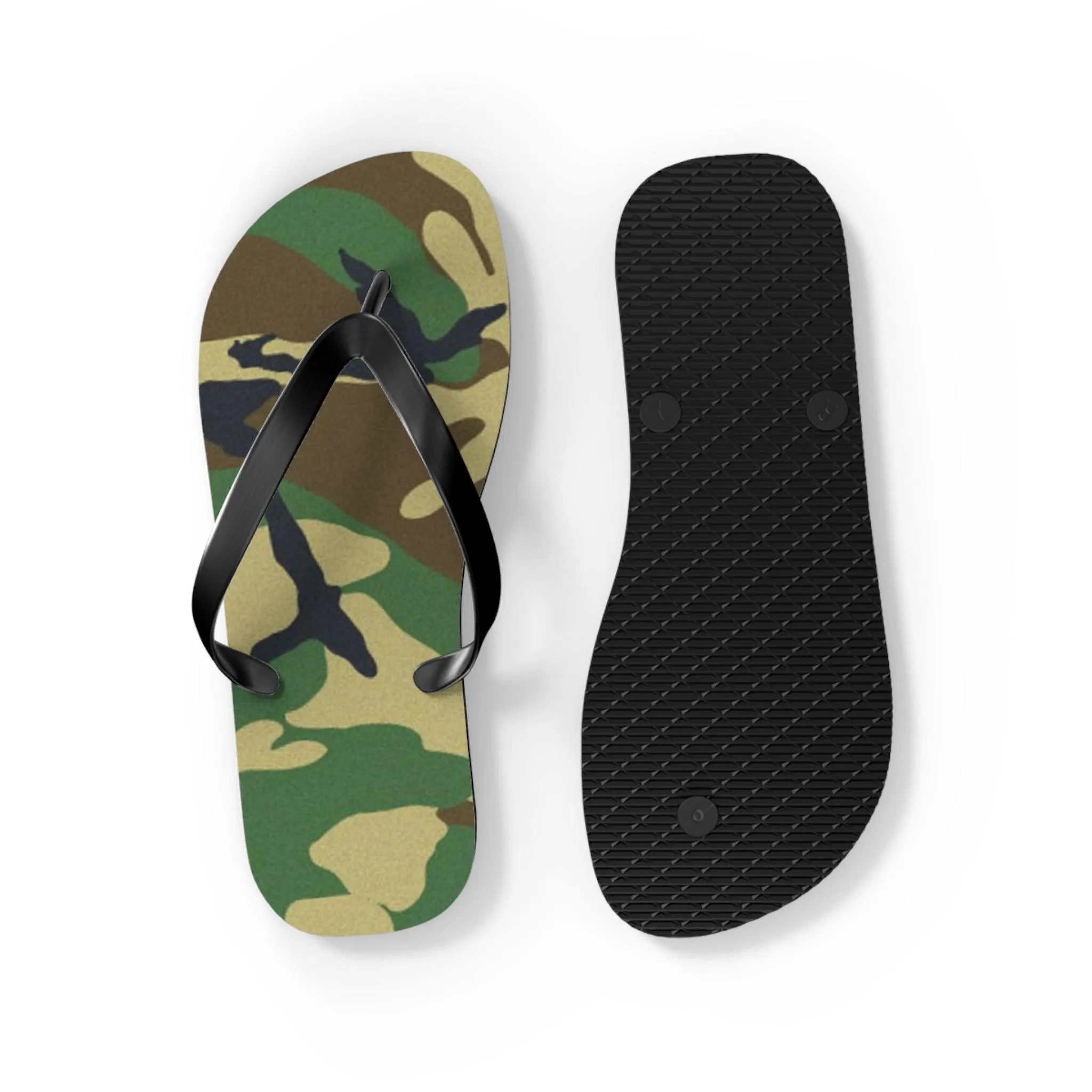 Ladies Green Camouflage Flip Flops
