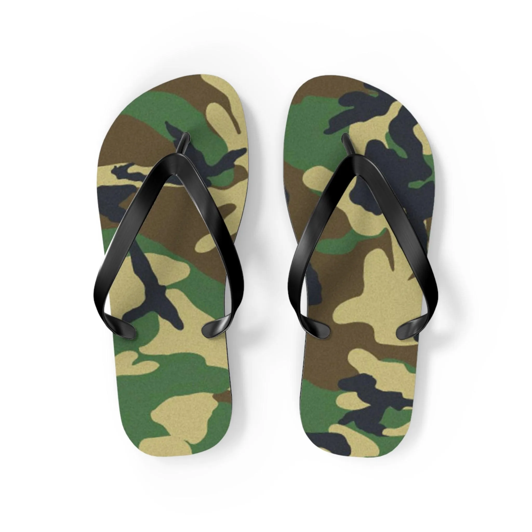 Ladies Green Camouflage Flip Flops