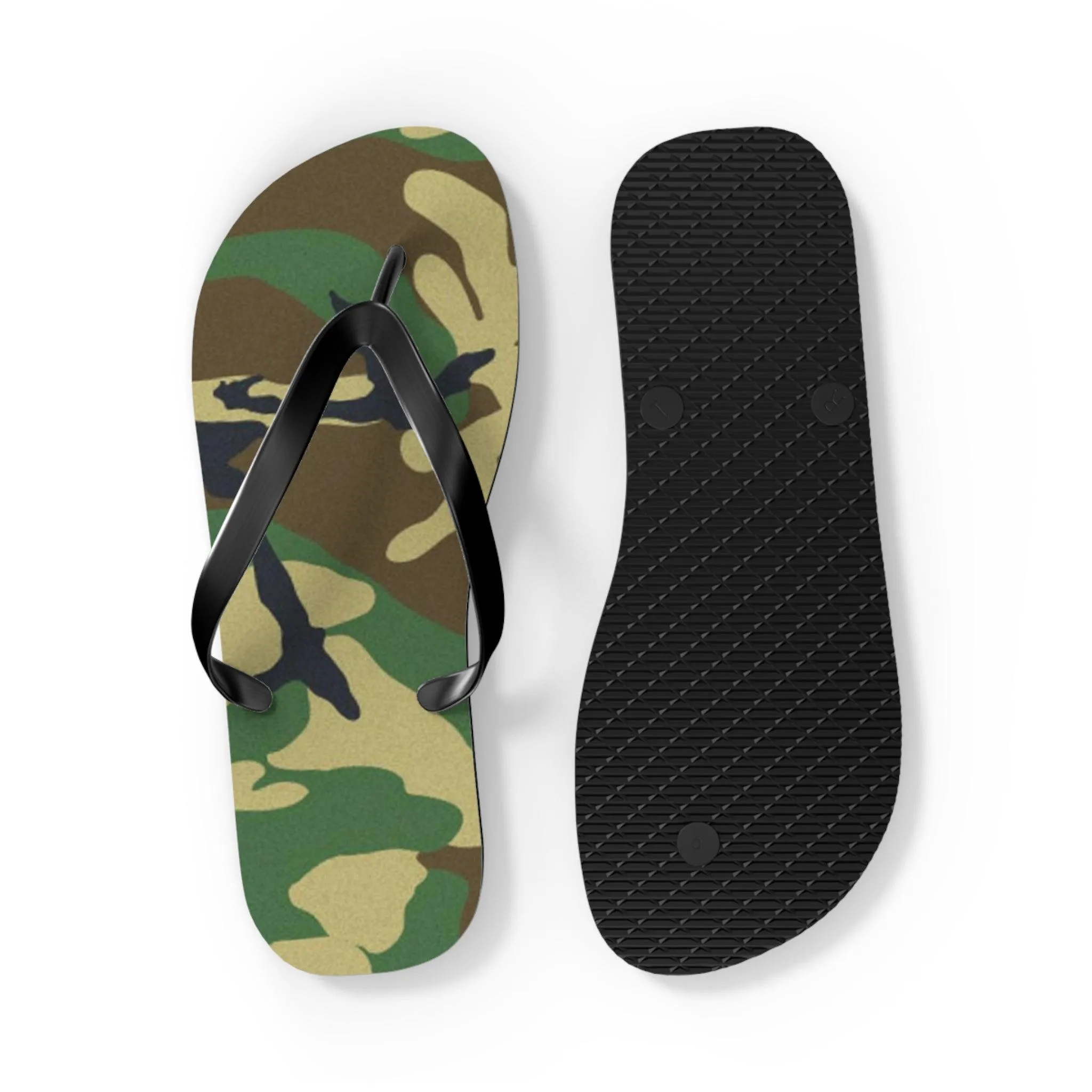 Ladies Green Camouflage Flip Flops