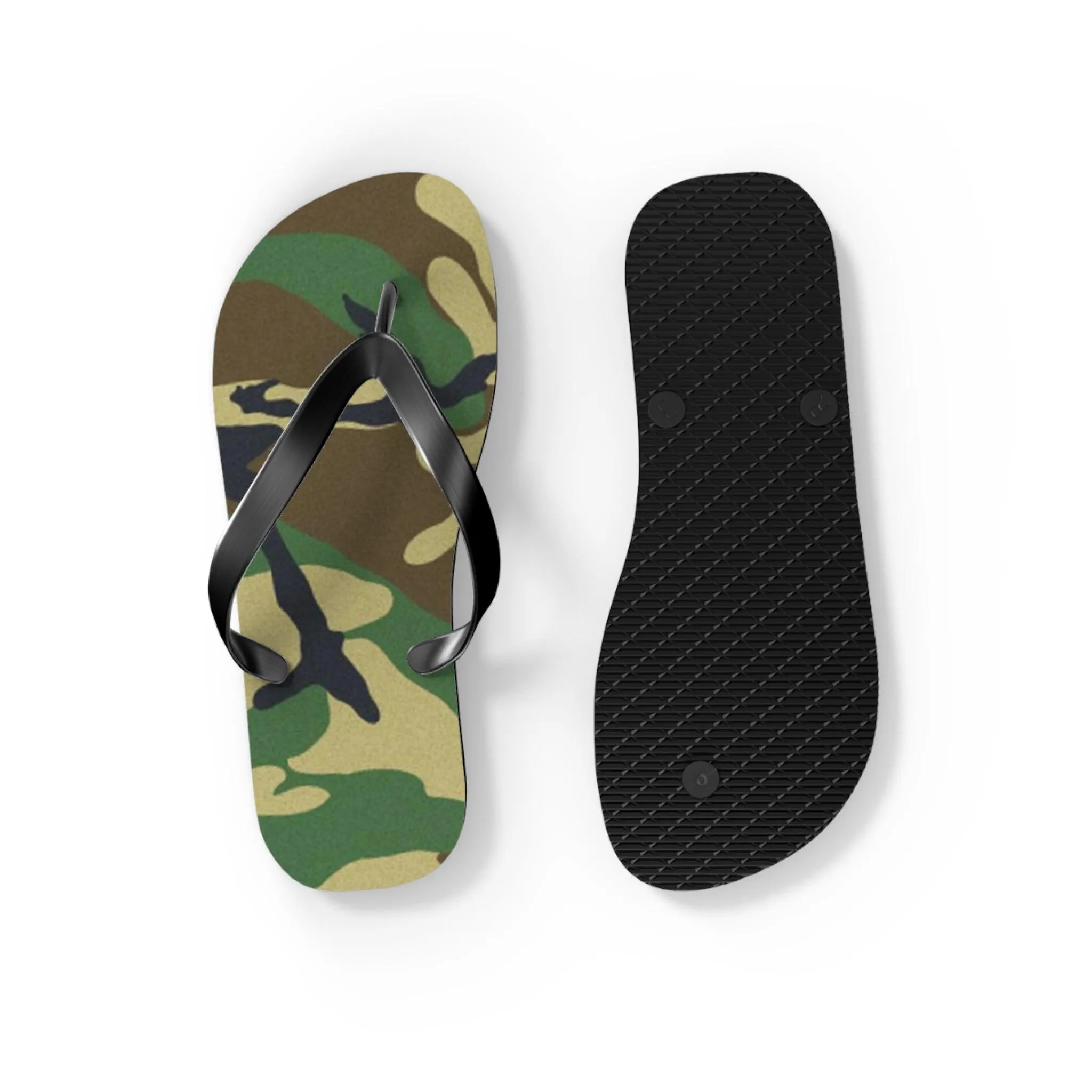 Ladies Green Camouflage Flip Flops