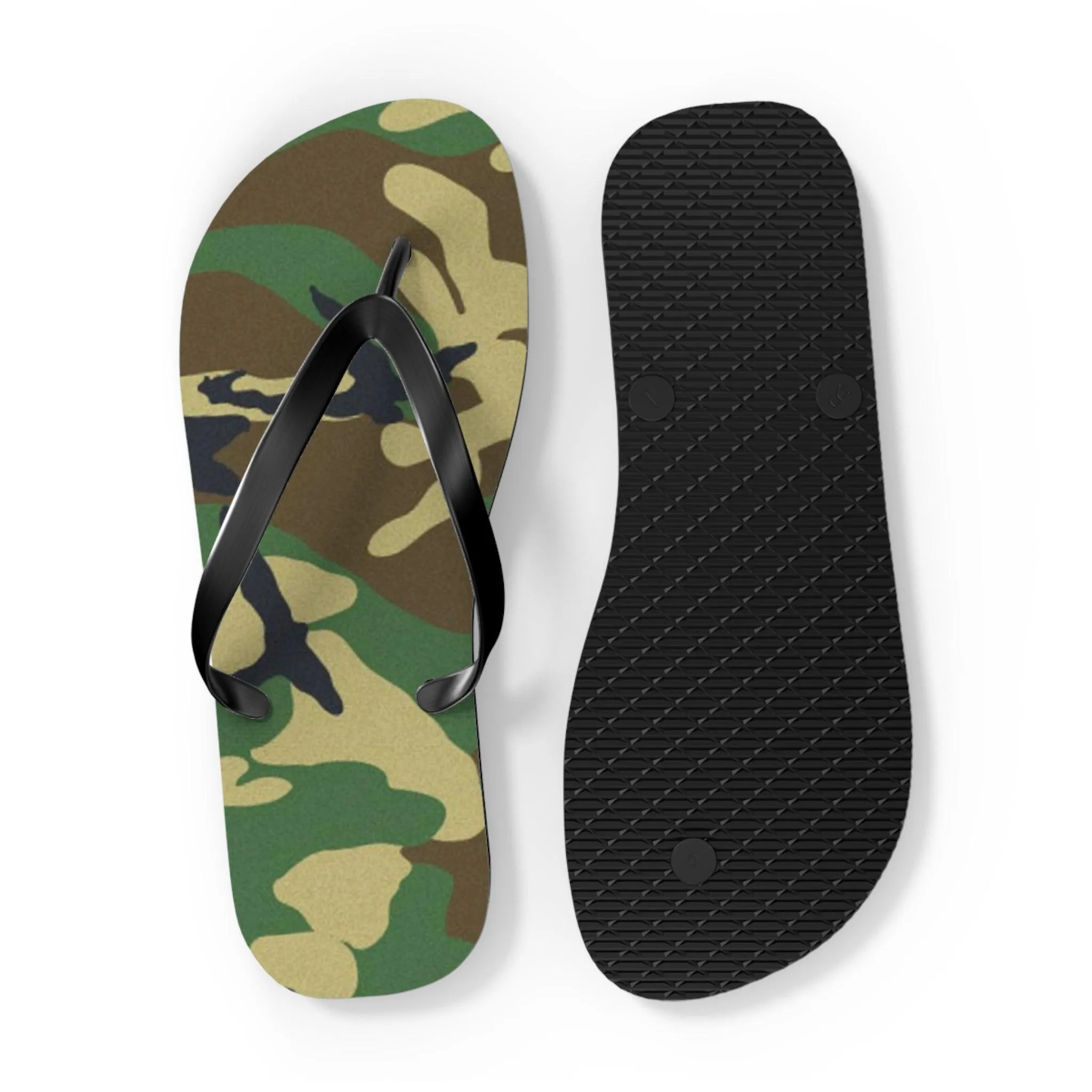 Ladies Green Camouflage Flip Flops