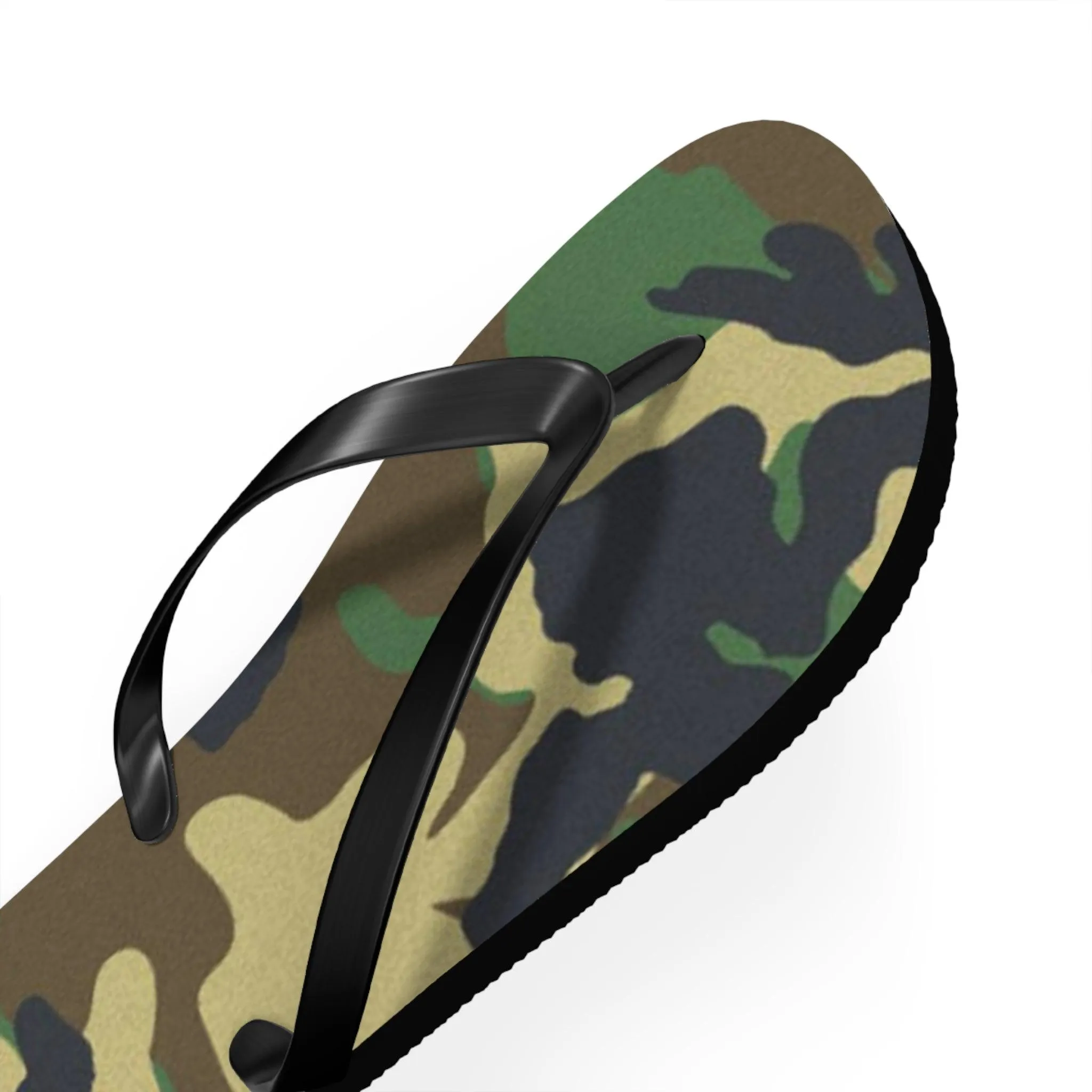 Ladies Green Camouflage Flip Flops