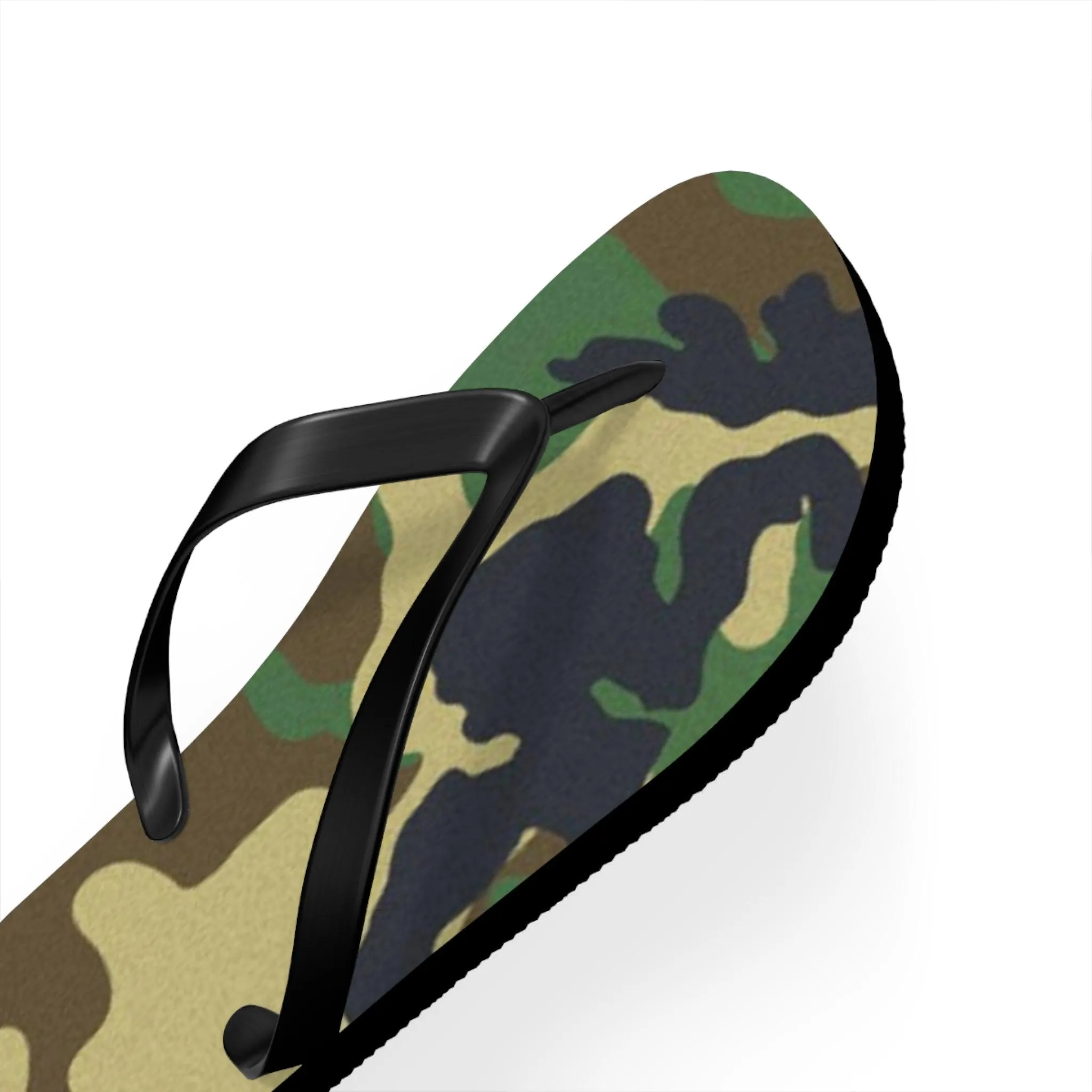 Ladies Green Camouflage Flip Flops