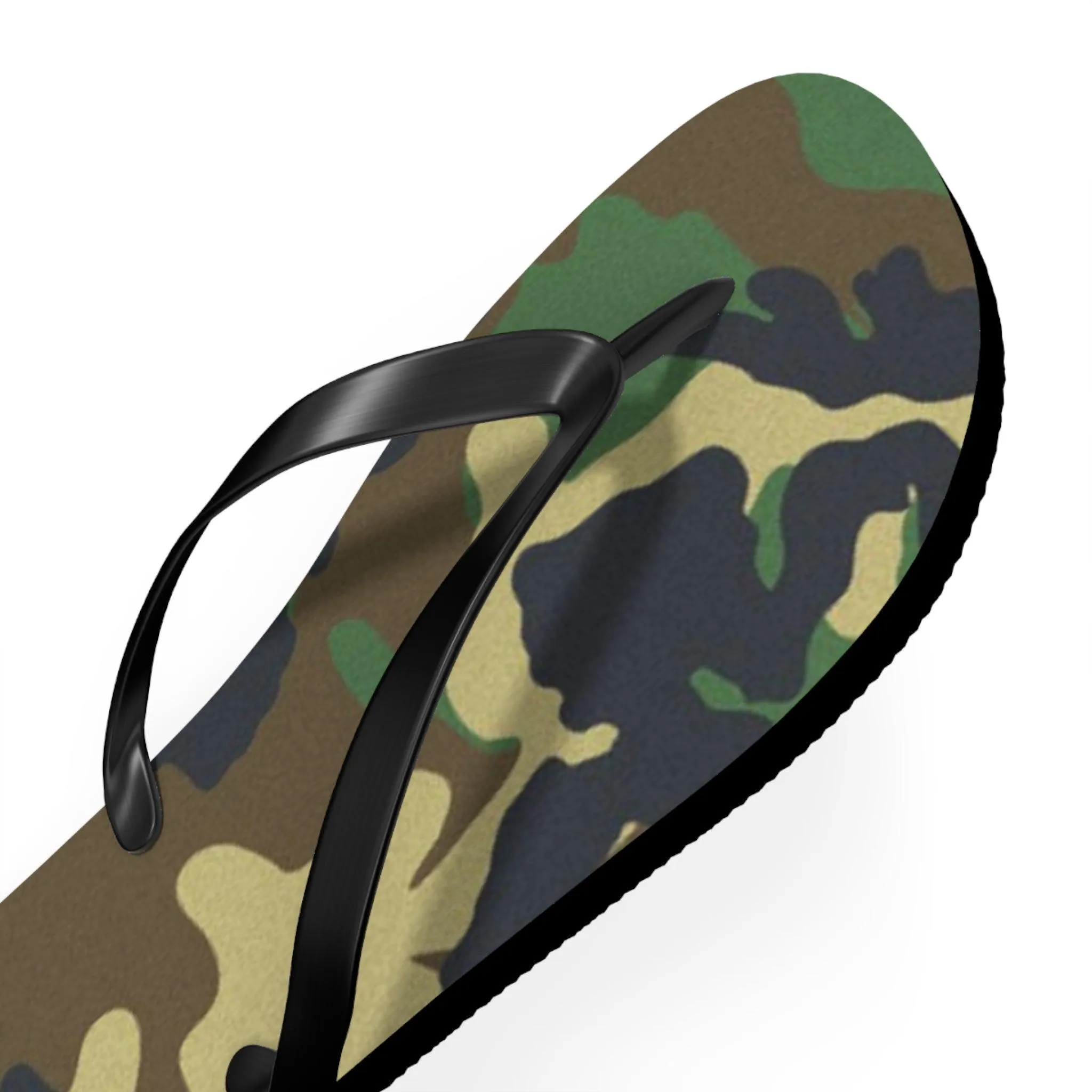Ladies Green Camouflage Flip Flops