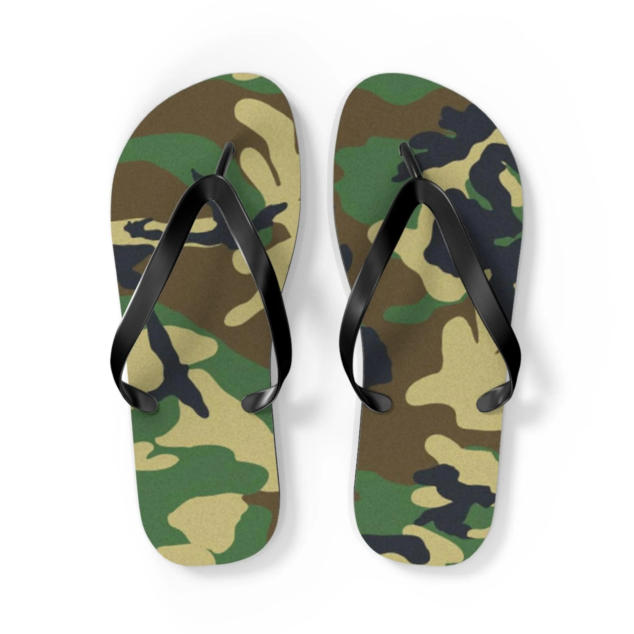 Ladies Green Camouflage Flip Flops