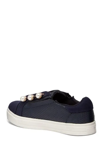Lust For Life Torrent Navy Embossed Leather & Suede Pearl Lace Sneaker