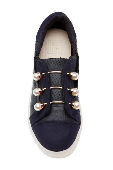 Lust For Life Torrent Navy Embossed Leather & Suede Pearl Lace Sneaker